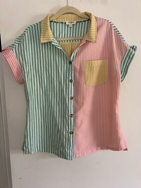 Vintage Women’s 100% cotton color block shirt